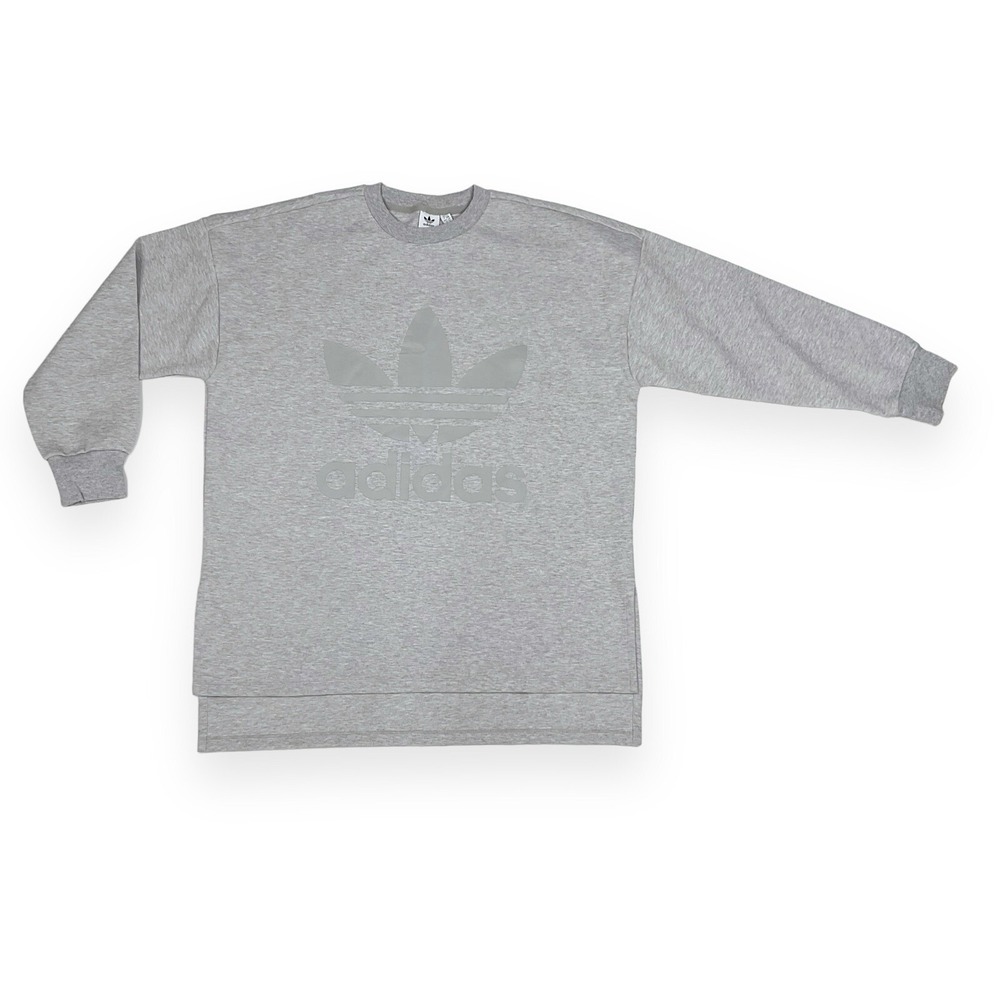 Adidas Sweatshirt Womens Large Gray Trefoil Logo Step Hem Slits Tunic NWT CD6921